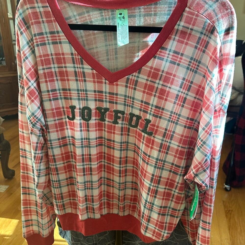 Honeydew USA Red Plaid Joyful Top